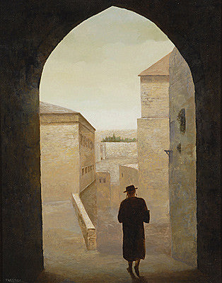 Trabish - man walking in old city