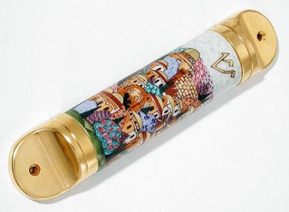 Hand painted Jerusalem Mezuzah