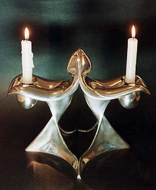 Praying women Shabbat Candlesticks by S.Benjan