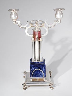 Silver and semi-precious stone Candlesticks